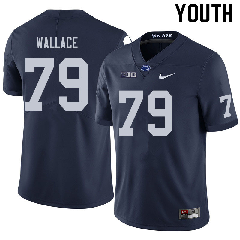NCAA Nike Youth Penn State Nittany Lions Caedan Wallace #79 College Football Authentic Navy Stitched Jersey TCL3598HR